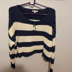 Blue and white stripper cropped sweater